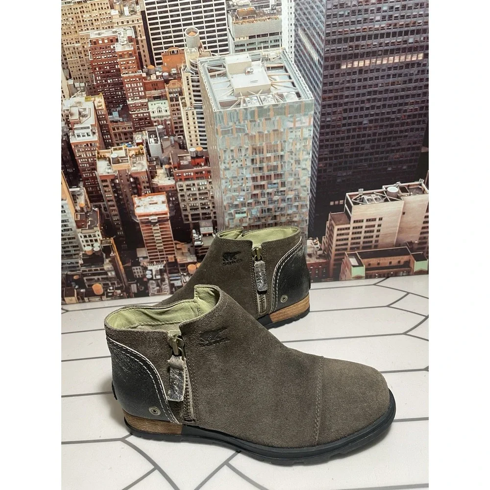 Sorel Womens Major Low Suede Side Zip Flat Ankle Boots Ankle Booties sz 6.5 - Picture 2 of 10